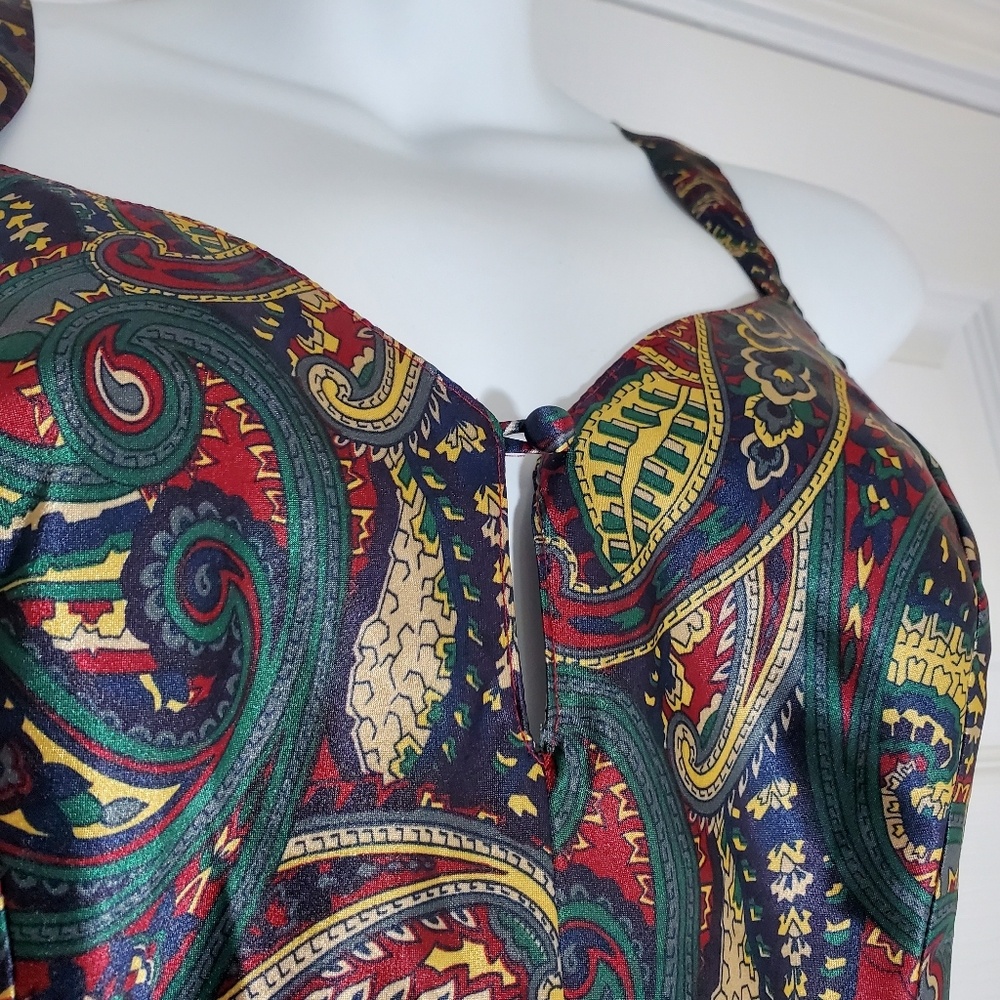 VINTAGE Cacique paisley chemise/romper - Picture 5 of 11